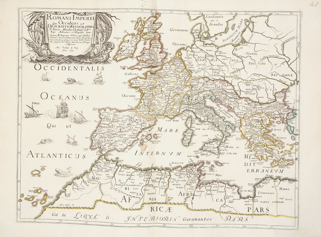 Mapa do Império Romano, c.1675-76 de Nicolas Sanson DAbbeville