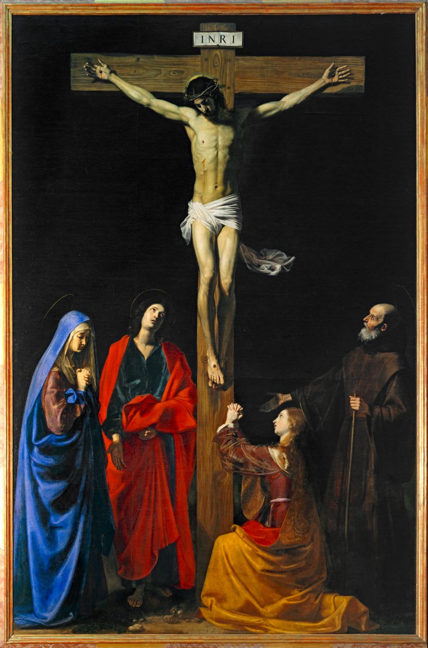 Cristo na Cruz, Virgem Maria, Madalena, São João e São Francisco de Paula - Cristo na Cruz, Virgem Maria, Santa Maria Madalena ... de Nicolas Tournier