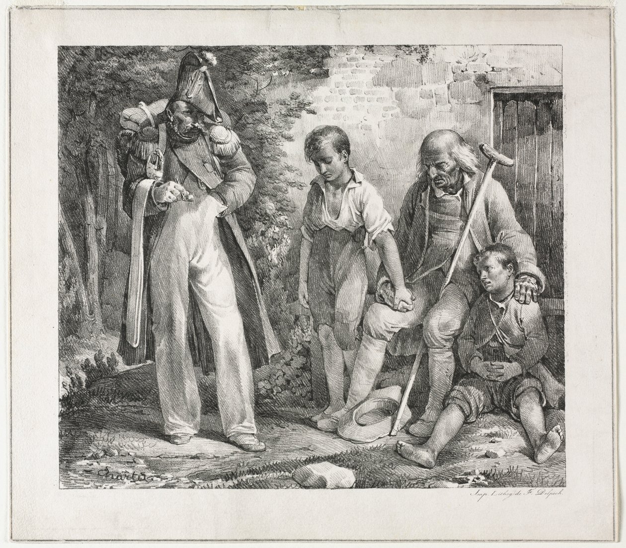 Pedindo esmola, 1819. de Nicolas Toussaint Charlet