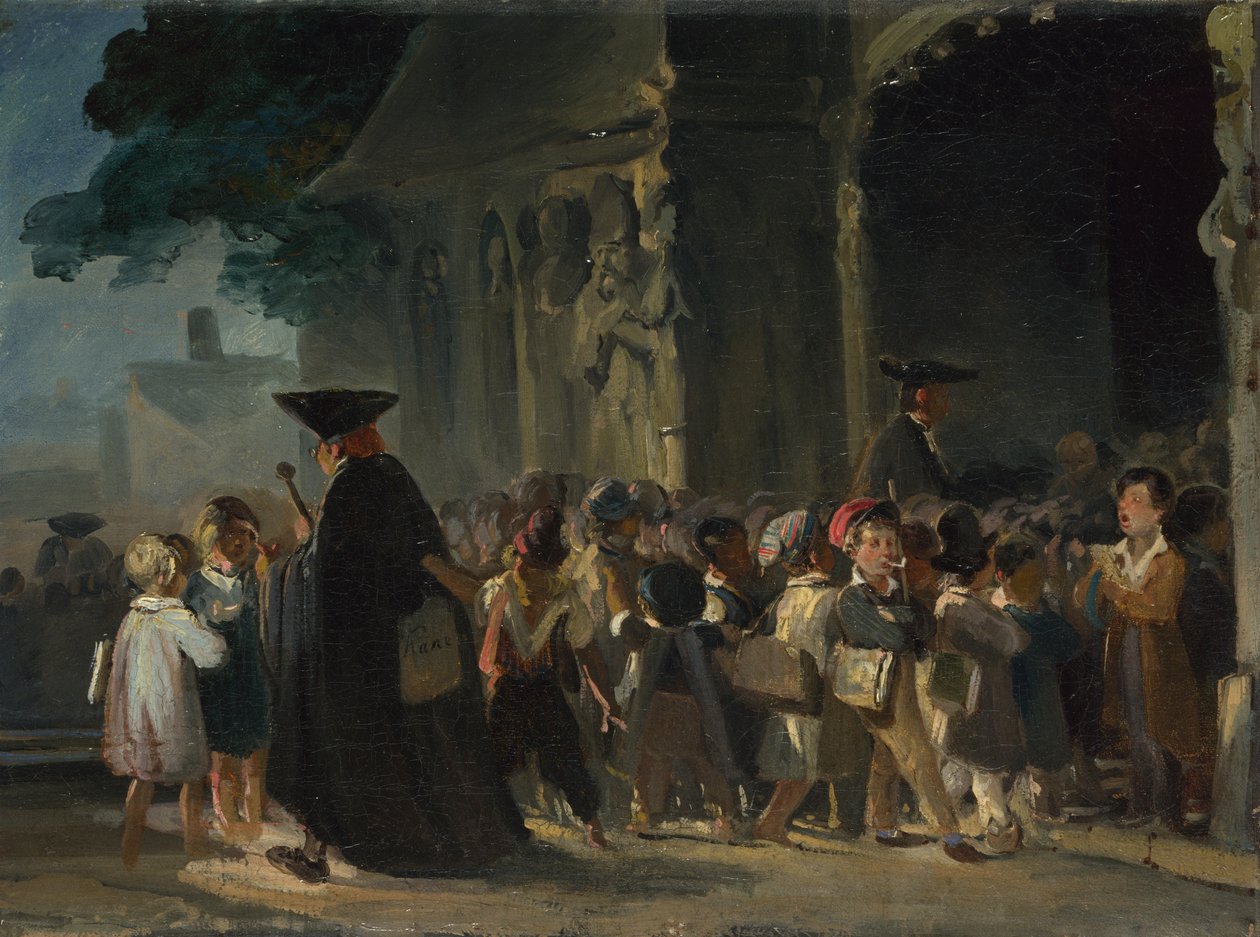 Crianças na porta da igreja, entre 1817 e 1845 de Nicolas Toussaint Charlet