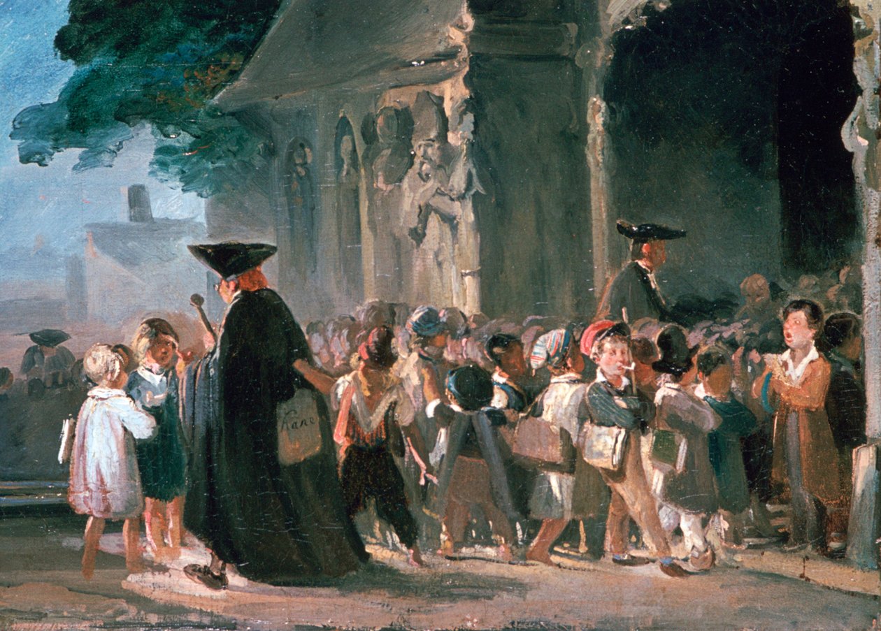 Crianças na porta da igreja, c1817-1845. de Nicolas Toussaint Charlet