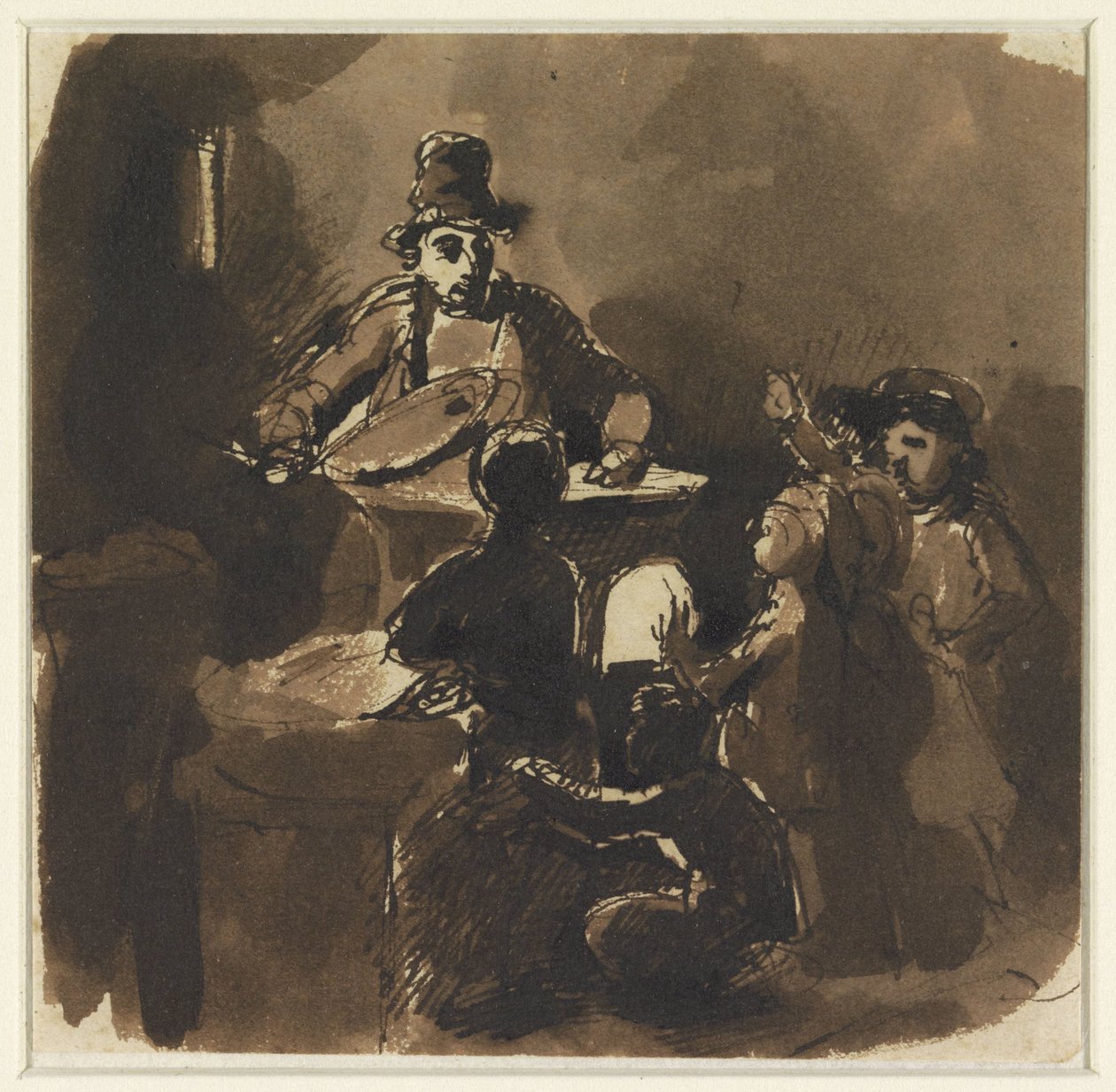Crianças à volta do fogo de um vendedor de castanhas (?) de Nicolas Toussaint Charlet