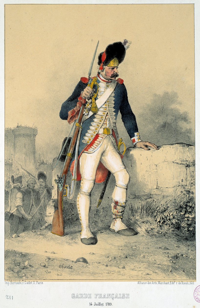 Membro da guarda francesa (14 de Julho de 1789). Gravura de Nicolas Toussaint Charlet (1792-1845) de Nicolas Toussaint Charlet