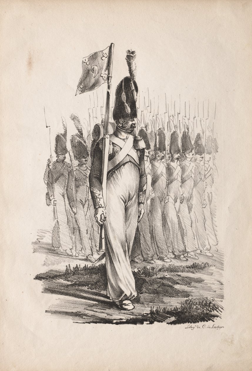Trajes militares: mosquetões Sargent, guia geral, 1817-1818. de Nicolas Toussaint Charlet