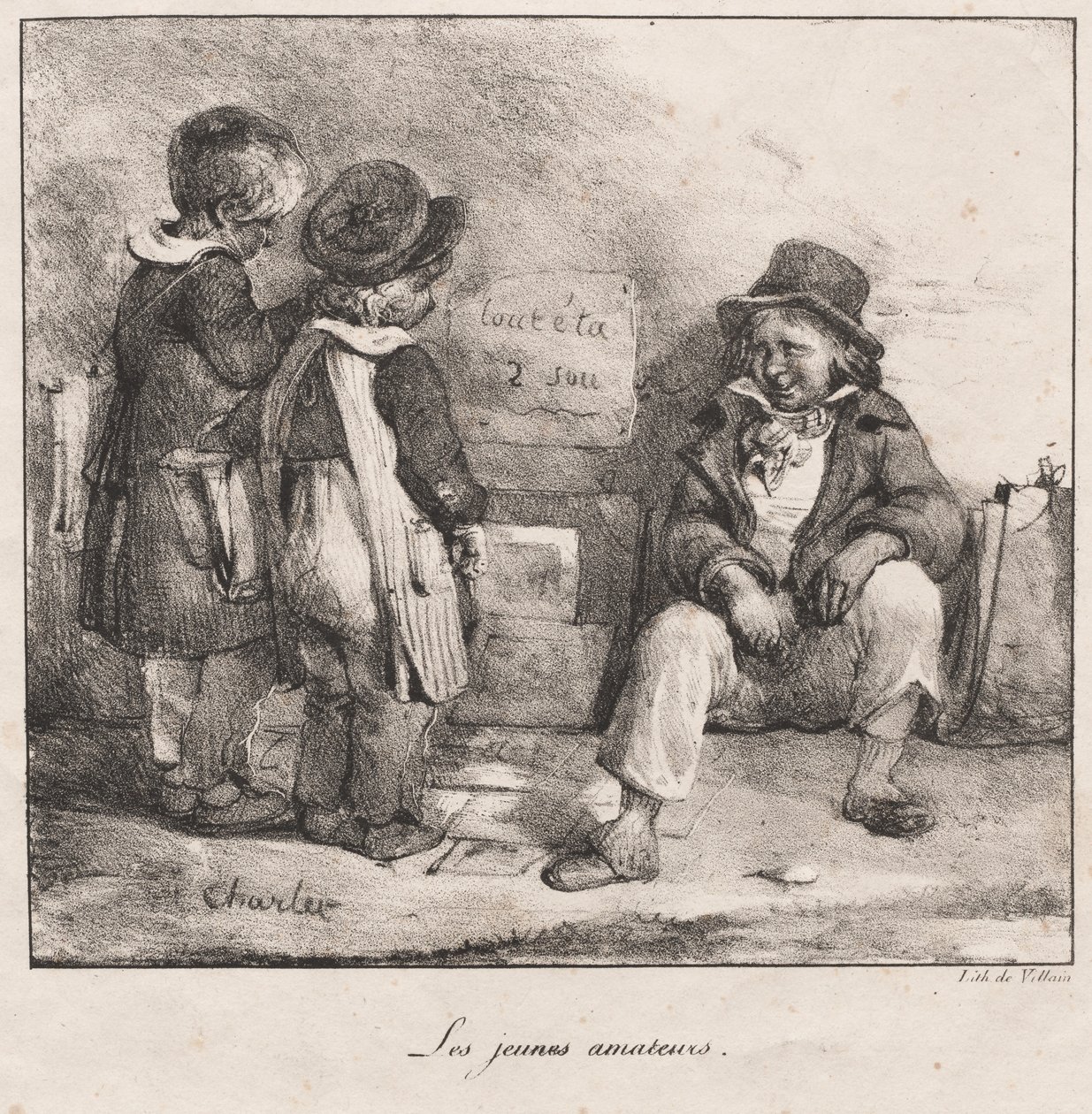 Caderno de desenho para o uso de crianças pequenas: Os jovens amadores, 1822. de Nicolas Toussaint Charlet