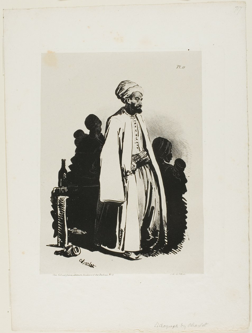 Standing Turk, placa onze de Ink Sketches de Charlet de Nicolas Toussaint Charlet