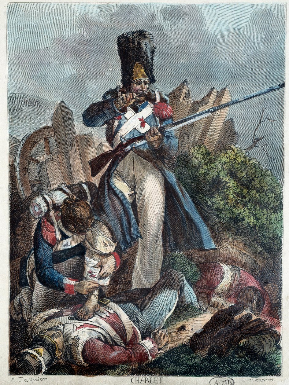 O soldado francês. (Grenadier I império wesse) Gravura de Nicolas Toussaint Charlet (1792-1845) de Nicolas Toussaint Charlet