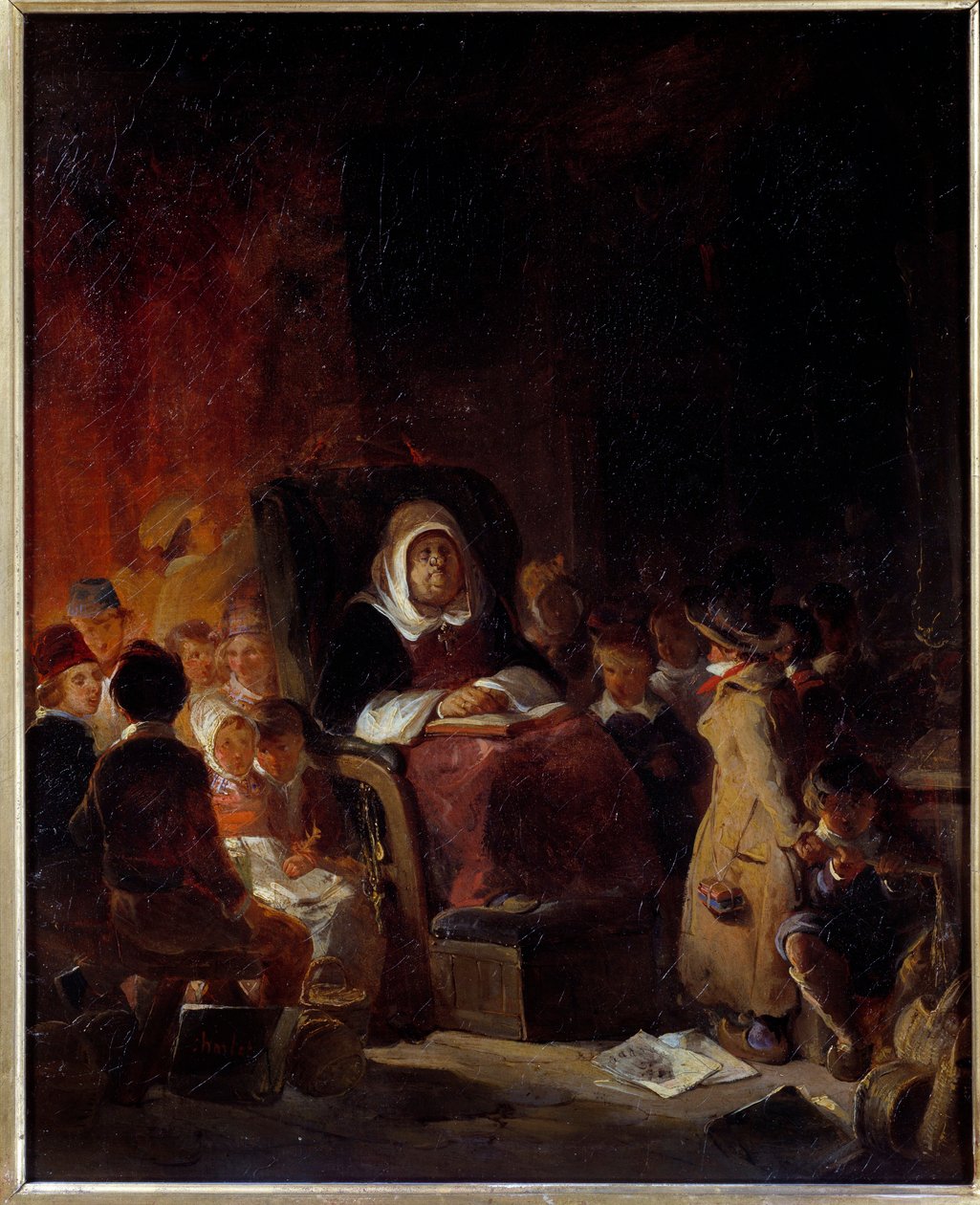O professor da escola Um velho professor adormecido entre os alunos. Pintura de Nicolas Toussaint Charlet (1792-1845) Sol do século XIX. 0,46 X 0,37 m Rouen, Musee des Beaux Arts de Nicolas Toussaint Charlet