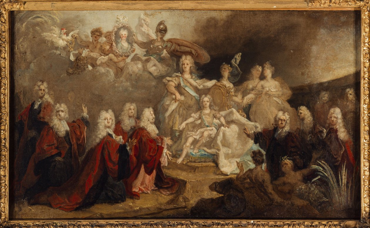 Alegoria do noivado de Luís XV com a Infanta Marie-Anne-Victoire de Espanha (1722), em 1722 (óleo sobre tela) de Nicolas de (workshop) Largilliere