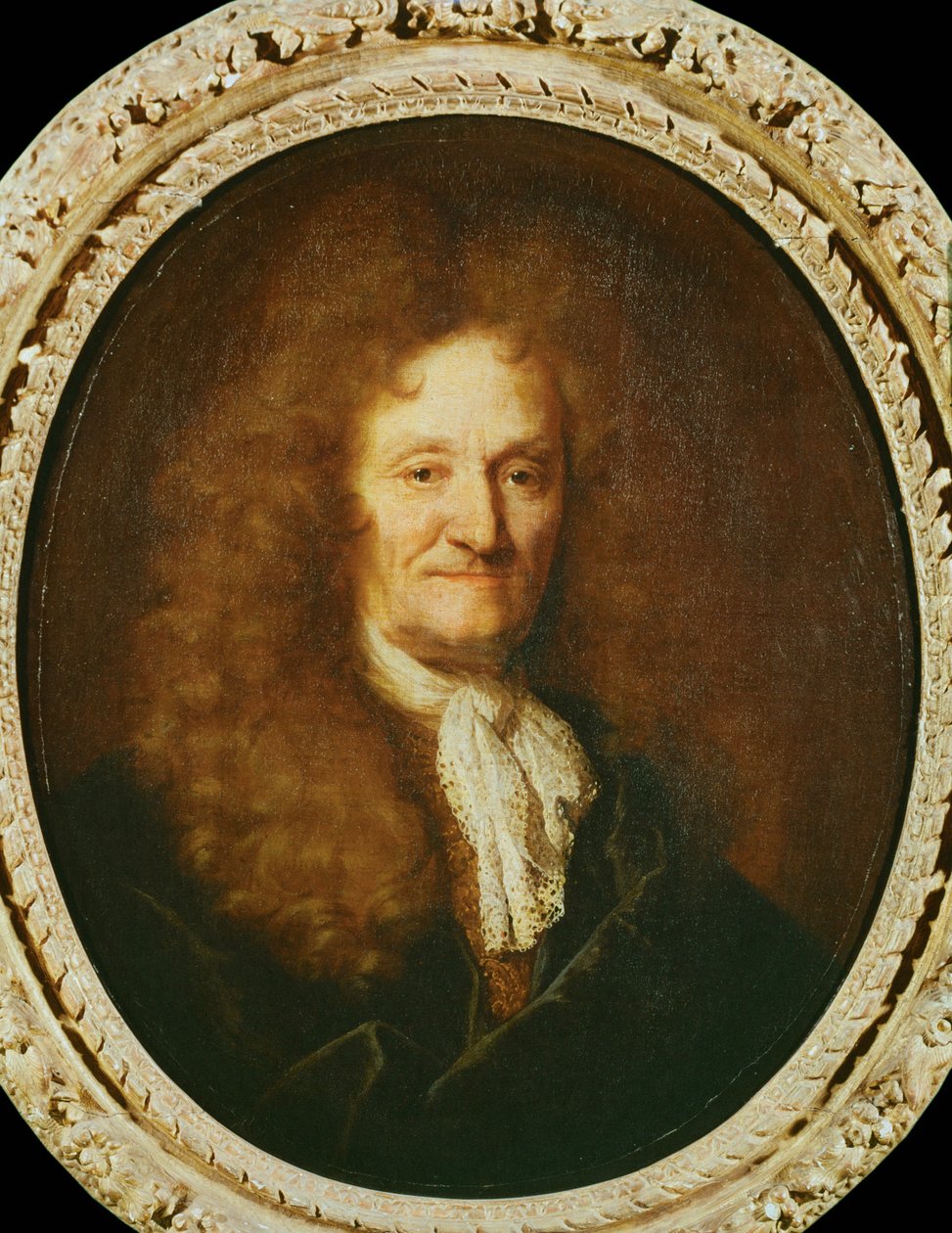 Medalha do poeta Jean de La Fontaine ... (pintura sobre tela) de Nicolas de Largillière