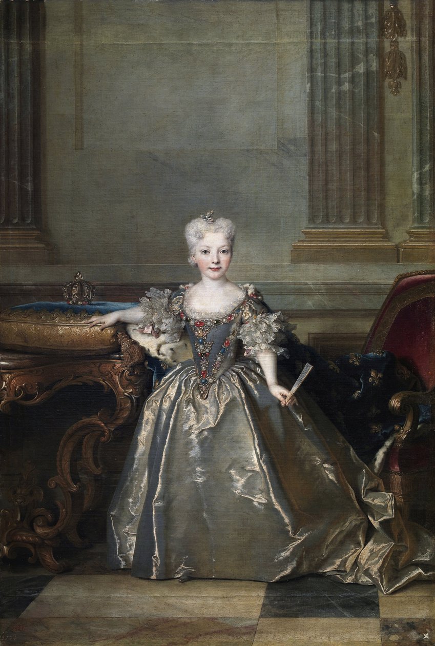 "Retrato da Infanta Mariana Victoria de Espanha (Marie Anne Victoire de Bourbon) (1718-1781) prometida a Luís XV em 1722" Pintura de Nicolas de Largilliere (1656-1746) 1724 Madrid, museo del Prado de Nicolas de Largillière