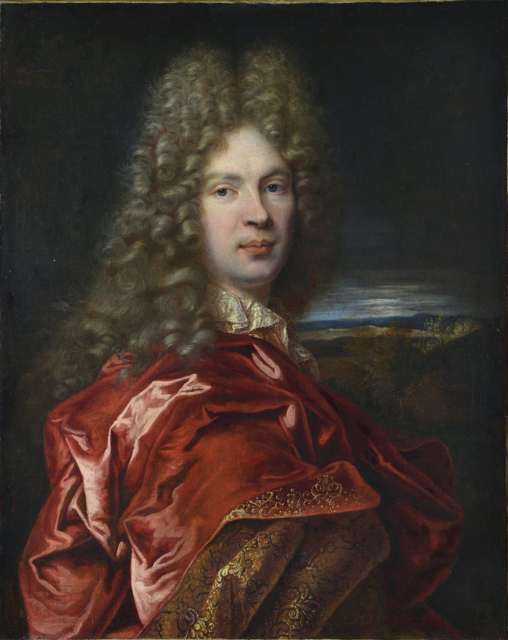 Retrato de Pierre-Vincent Bertin (Pierre Vincent) (1653-1711), financeiro francês e amante da arte - por Largilliere, Nicolas, de (1656-1746). Óleo sobre tela, tamanho : 77x63, ca 1685, State Hermitage, St. Petersburg de Nicolas de Largillière