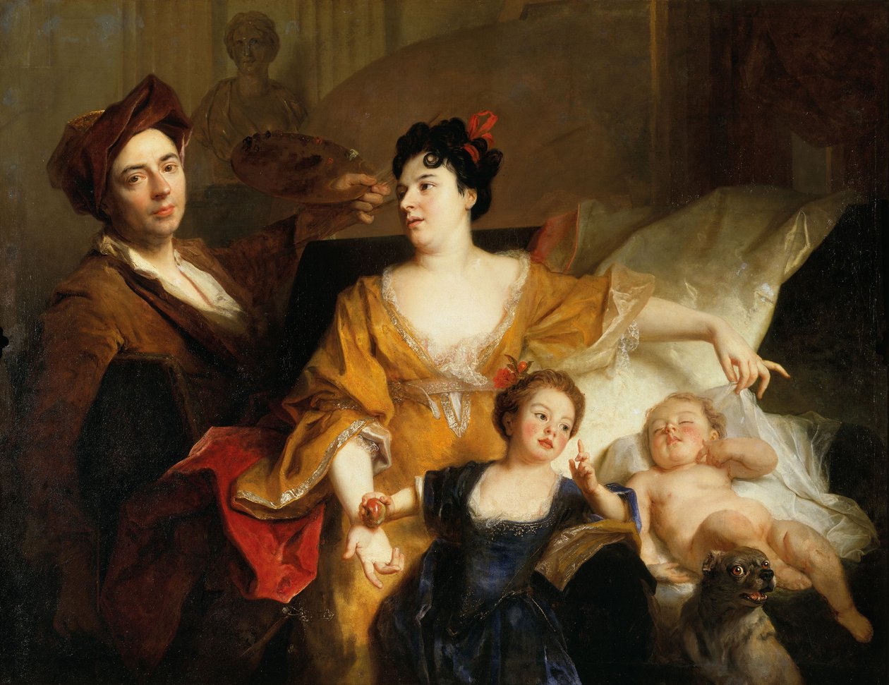 Autorretrato do artista com a sua família, c.1704 (óleo sobre tela) de Nicolas de Largillière