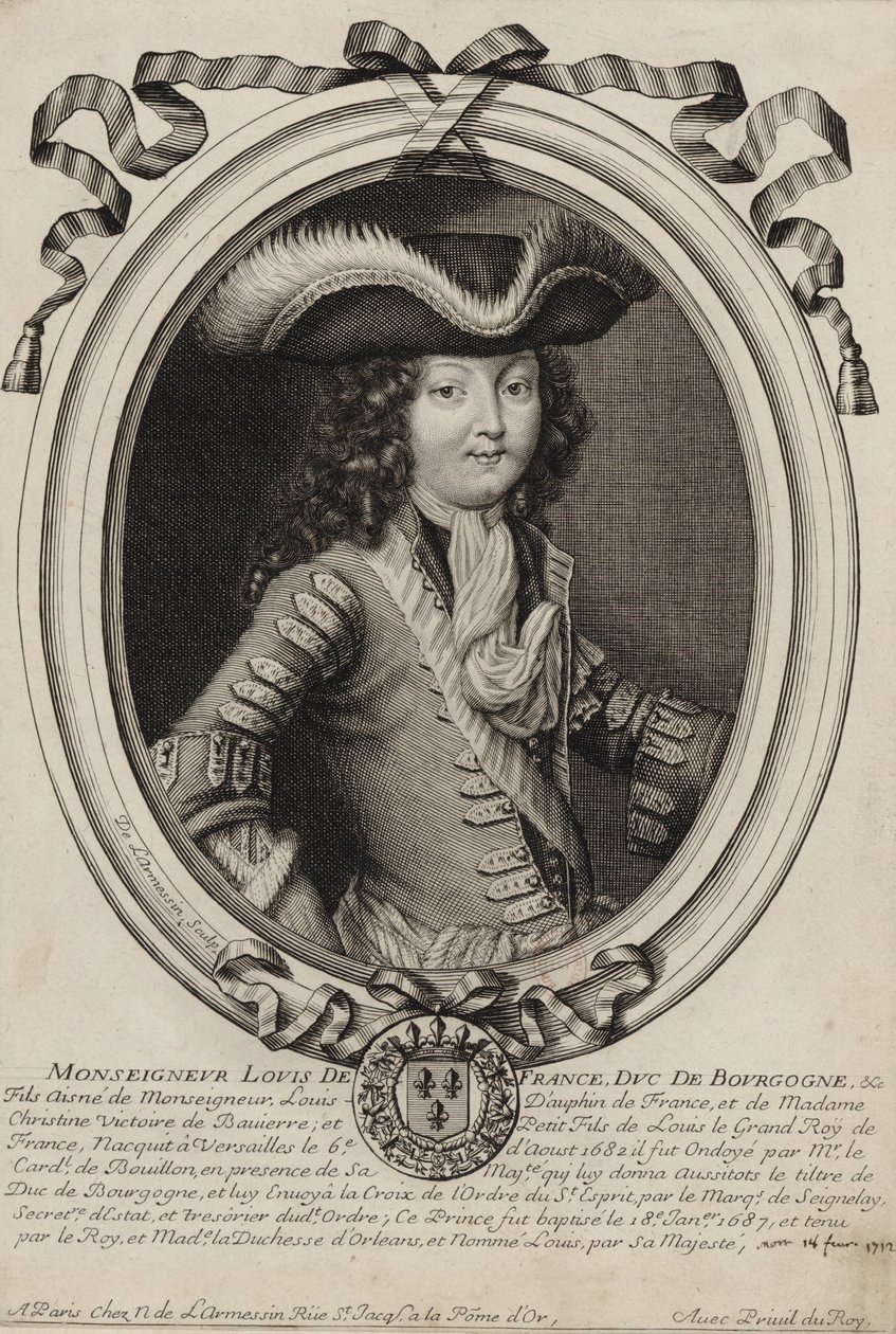Retrato gravado de Luís, duque de Borgonha (1682-1712) de Nicolas de Larmessin