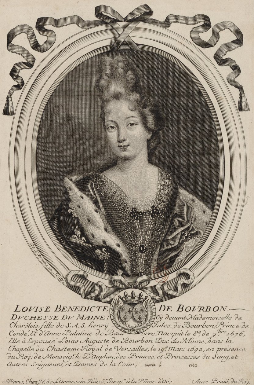 Gravura de Luísa Bénédicte de Bourbon (Duquesa do Maine), por Nicholas de Larmessin de Paris, cerca de 1690 de Nicolas de Larmessin