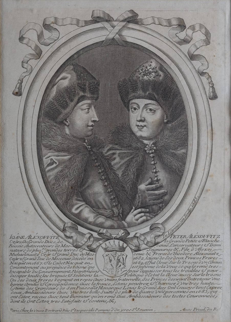 Os czares Ivan Alexeyevich e Peter Alexeyevich da Rússia de Nicolas de Larmessin