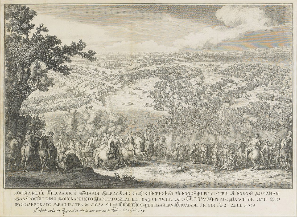 A Batalha de Poltava em 27 de junho de 1709 de Nicolas de Larmessin II