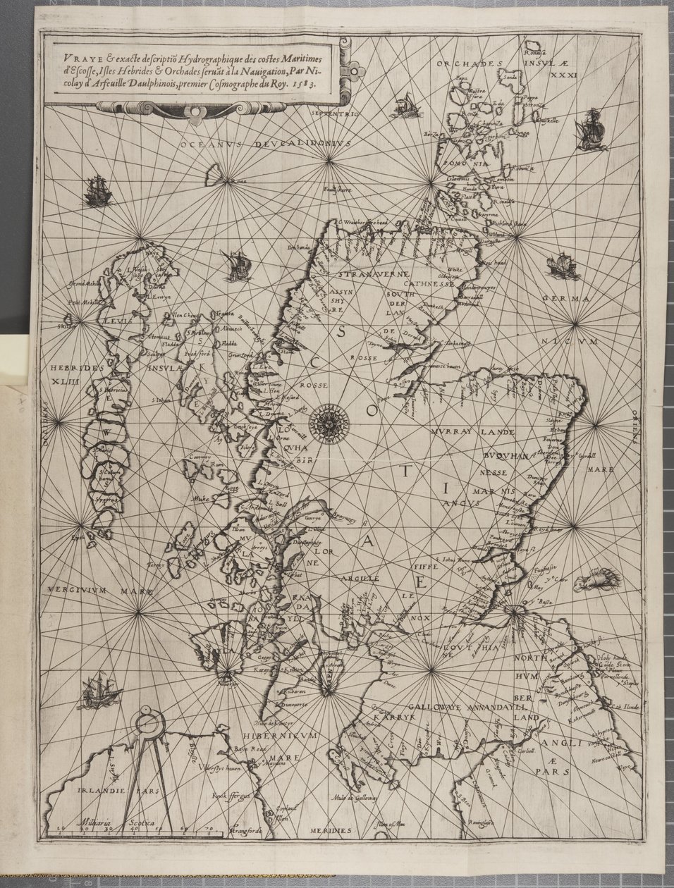 Mapa, da navegação do rei James V, Round Escócia, as ilhas Orkney e os Hebrids ou Western Isles: sob a conduta de que excelente piloto Alexander Lindsay de Nicolas de Nicolay