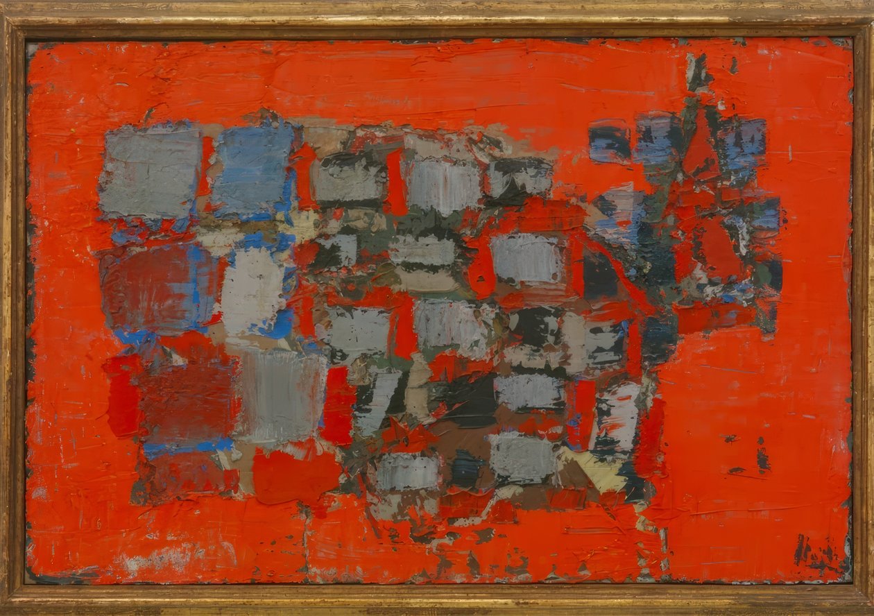 Composição sobre fundo vermelho de Nicolas de Staël