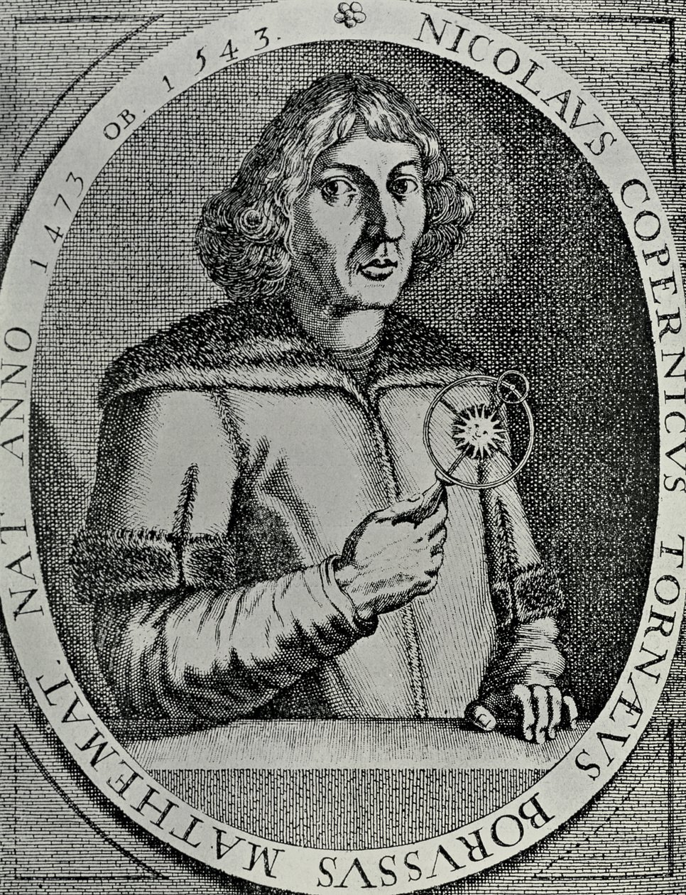 Cópia de um auto-retrato (foto bw) de Nicolaus Copernicus