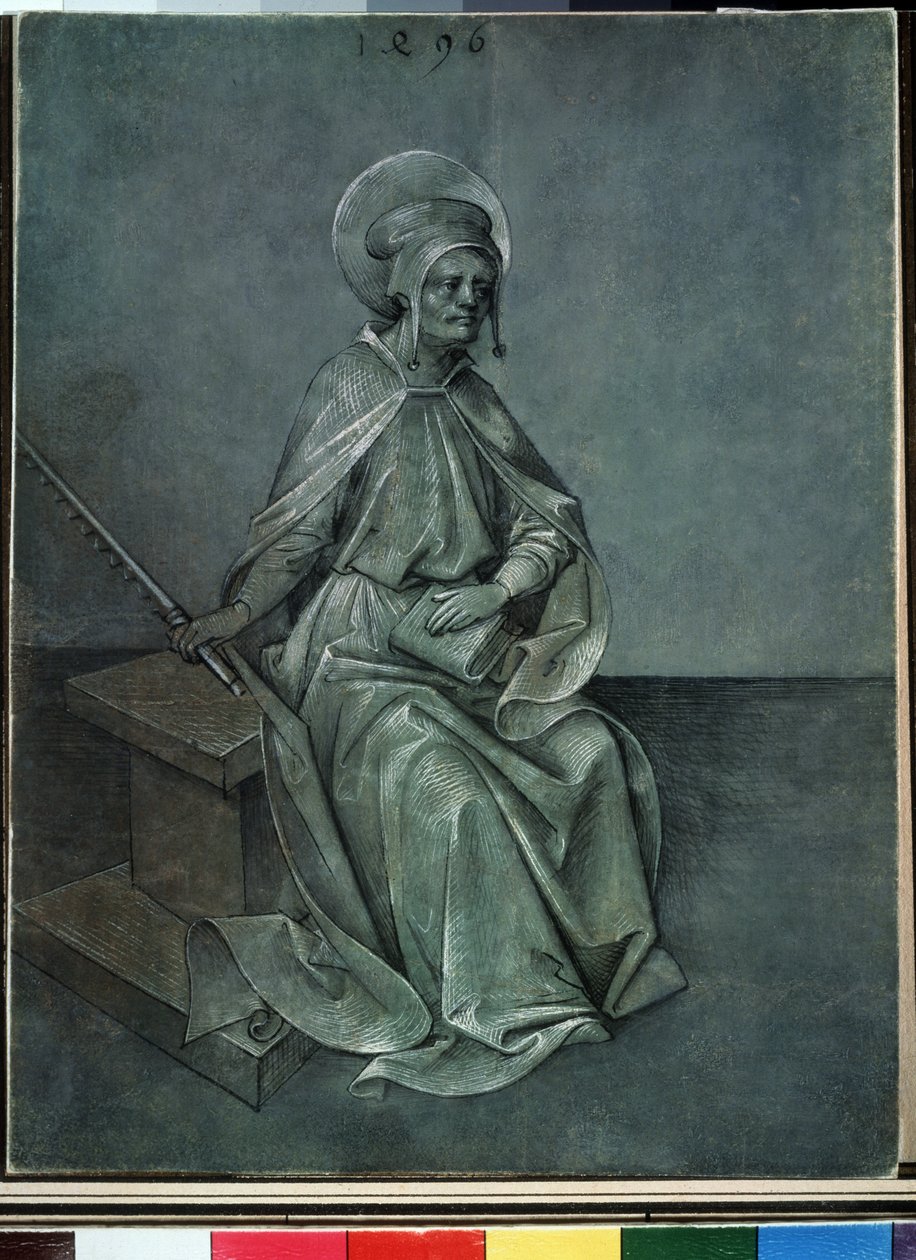 ""O Apóstolo Simão"" Aquarela e tinta de Nikolaus Alexander Mair von Landshut (1450-1510) 1496 Museu Pushkin, Moscou de Nicolaus Alexander Mair von Landshut