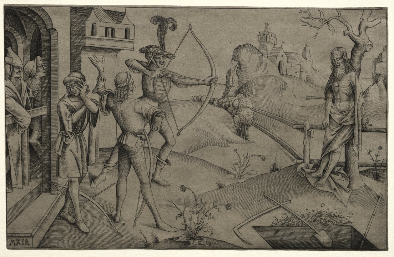 Os Reis Filhos Atirando no Corpo de seus Pais Mortos, 1495-1504. de Nicolaus Alexander Mair von Landshut