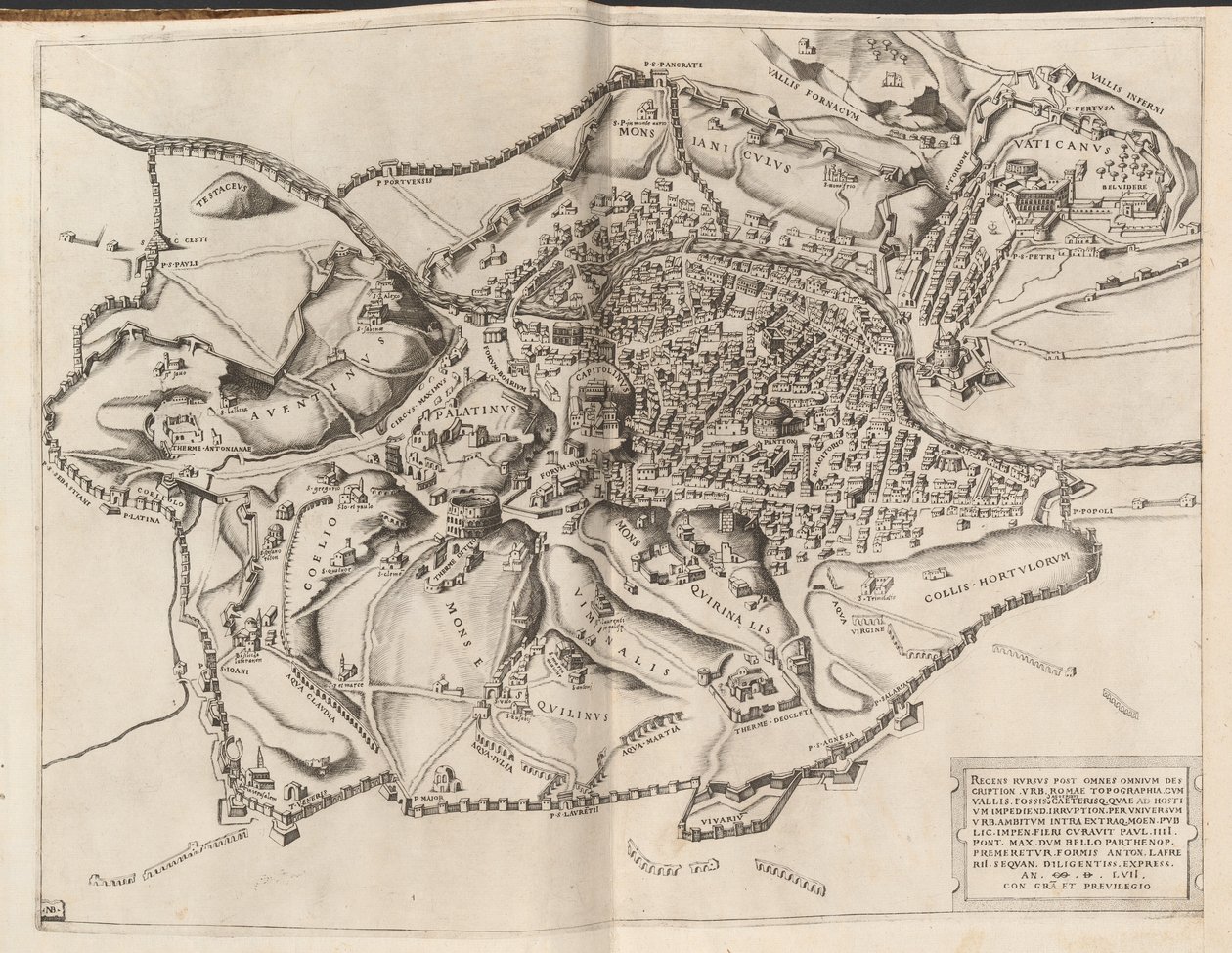 Mapa topográfico da Roma Antiga de Nicolaus Beatrizet
