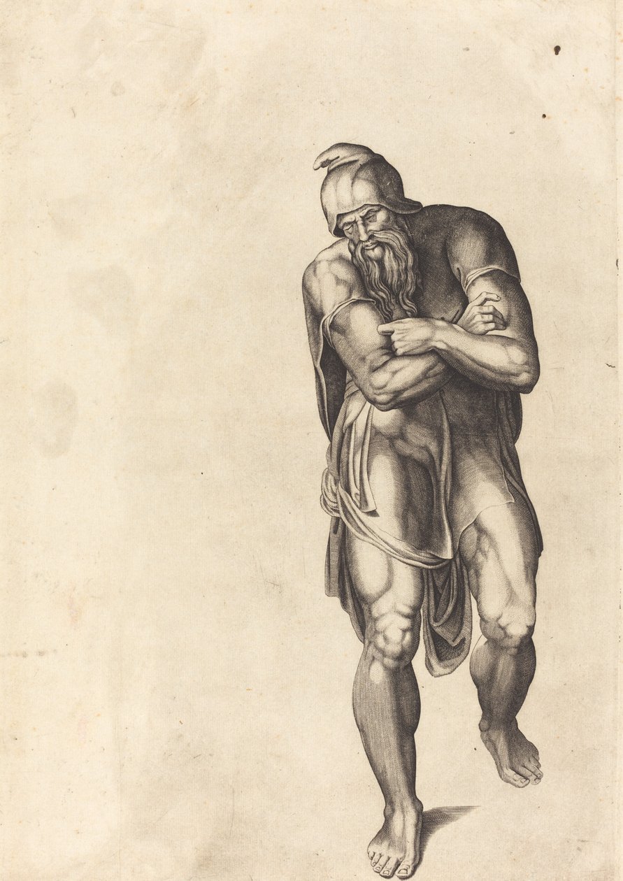 Striding Man de Nicolaus Beatrizet after Michelangelo