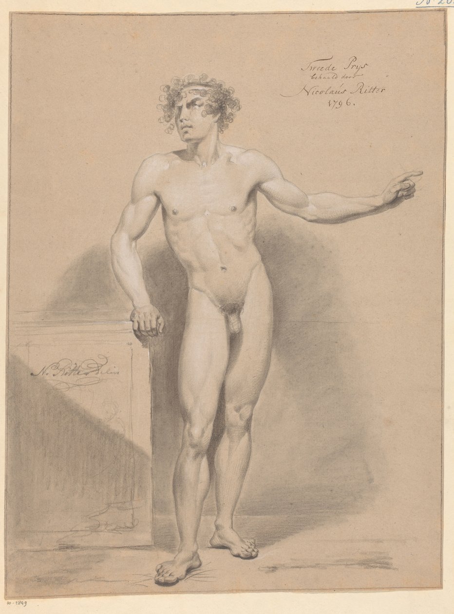Nu masculino em pé, visto de frente (2º prémio 1796) de Nicolaus Ritter jr.