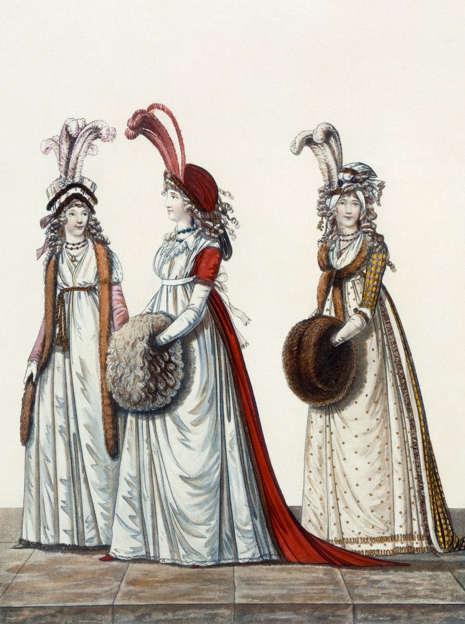 Vestidos de noite, fig. 40, fig. 41 e fig. 42 da "Galeria da Moda", 1797 de Nicolaus von Heideloff