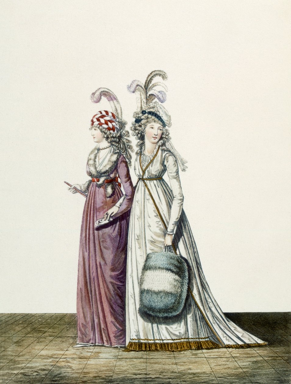 Vestidos de noite, fig. 34 e fig. 35 de &39;The Gallery of Fashion&39;, 1797 de Nicolaus von Heideloff