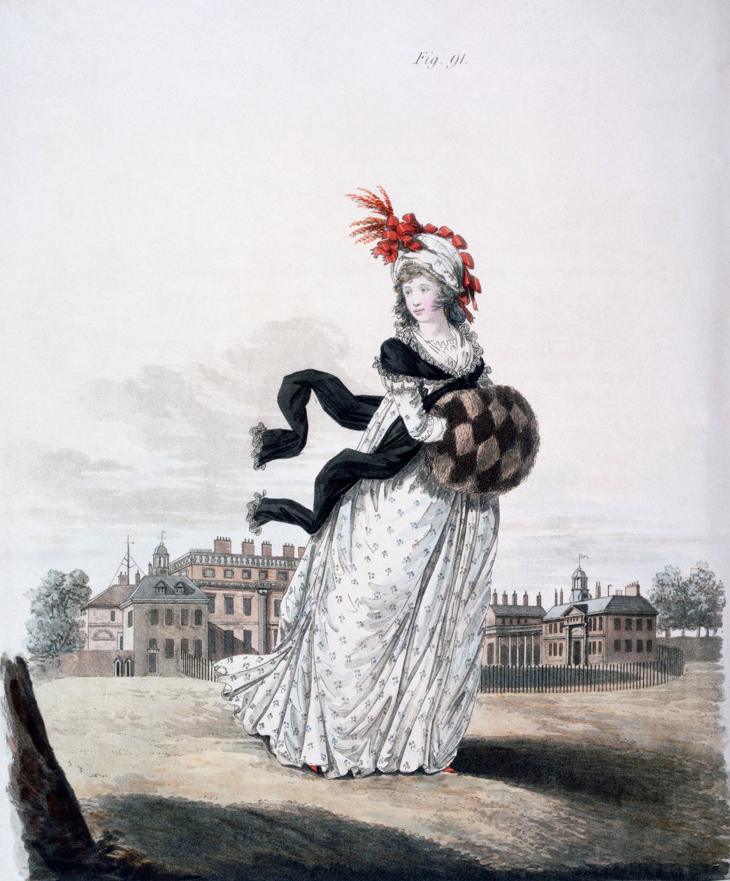 Vestido de Manhã, fig. 91 da "Galeria da Moda", 1797 de Nicolaus von Heideloff