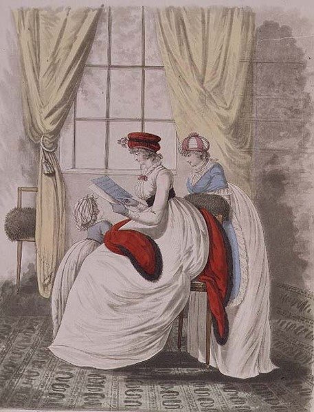 Vestidos matinais da "Galeria da Moda" de Nikolaus Heideloff, Vol II, Janeiro 1799 (estampado) de Nicolaus von Heideloff
