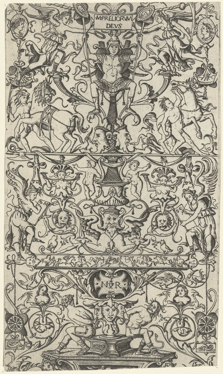 Fragmento de painel de ornamento com Marte Painéis de ornamento (título da série) de Nicoletto da Modena