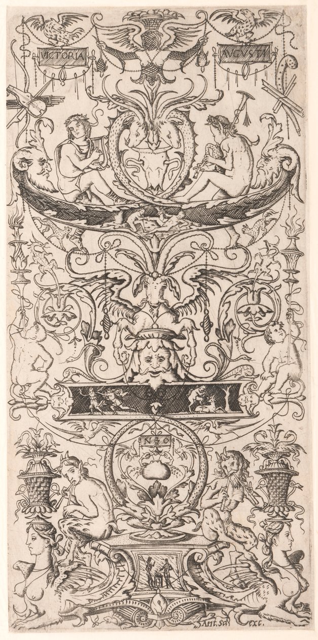 Painel ornamental com a inscrição "Victoria Augusta" de Nicoletto da Modena