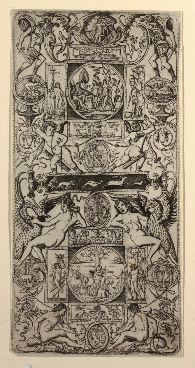 Painel Ornamental com Orfeu e o Julgamento de Paris de Nicoletto da Modena