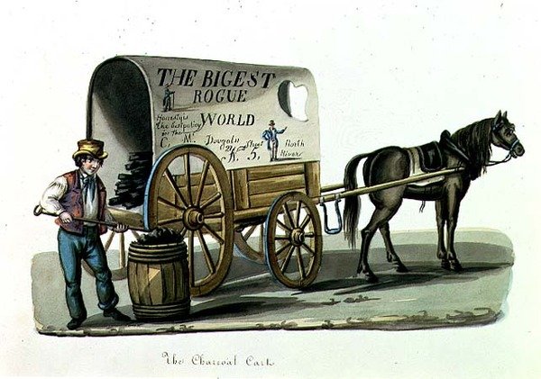 The Charcoal Cart, c.1840-44 (aguarela sobre papel) de Nicolino Calyo