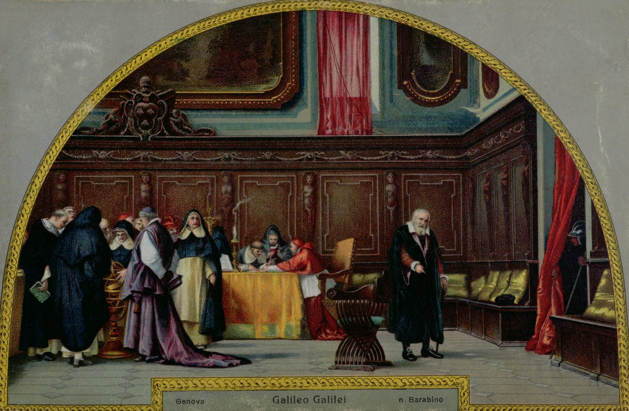 O julgamento de Galileo Galilei (1564-1642) em 1633 de Nicolo Barabino
