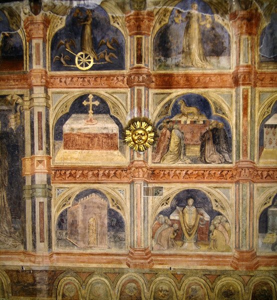 Cenas religiosas, de uma série de murais retratando o ciclo astrológico de Nicolo and Stefano da Ferrara Miretto