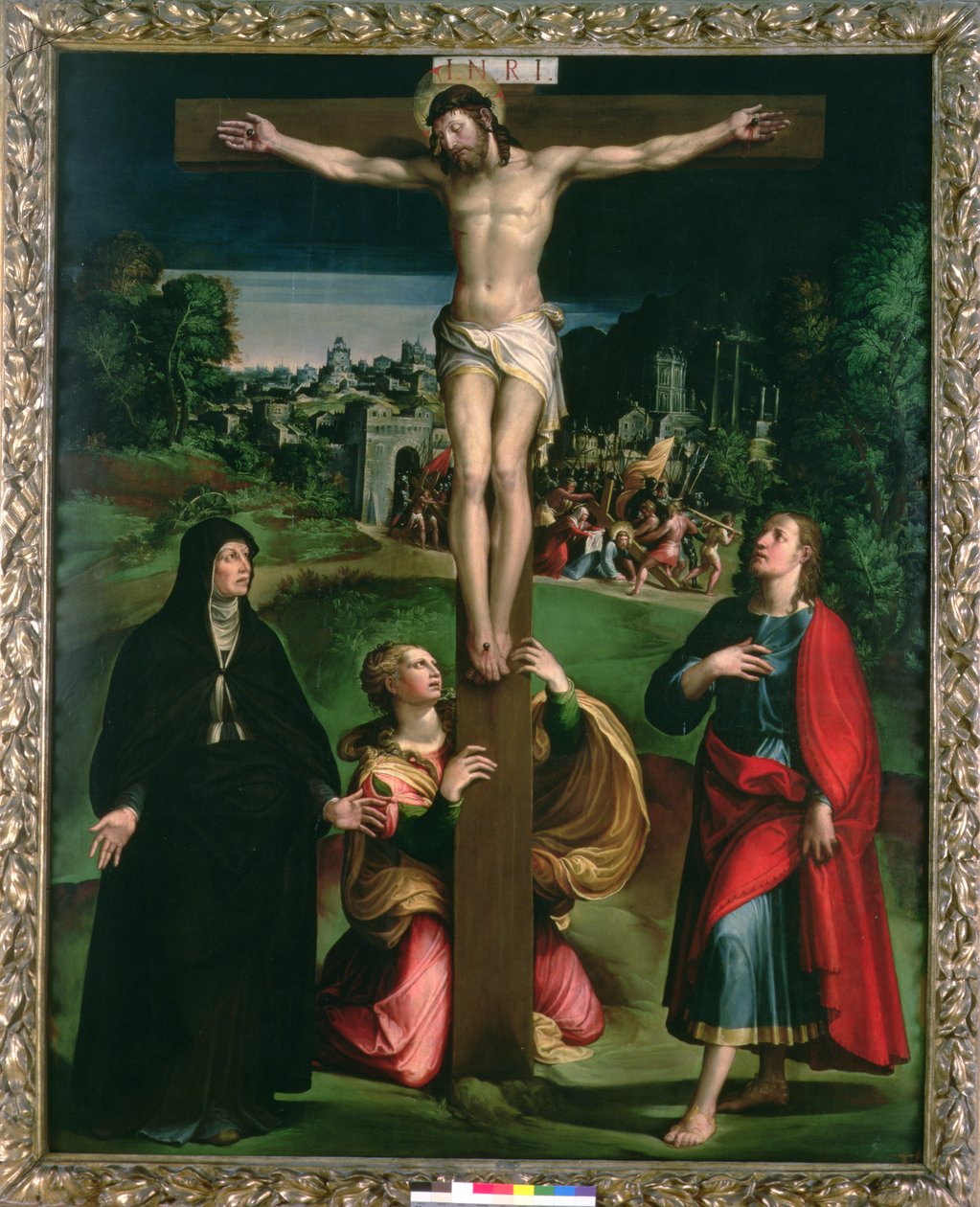 Crucificação com a Virgem Maria Madalena e São João Evangelista de Nicolo dell Abate