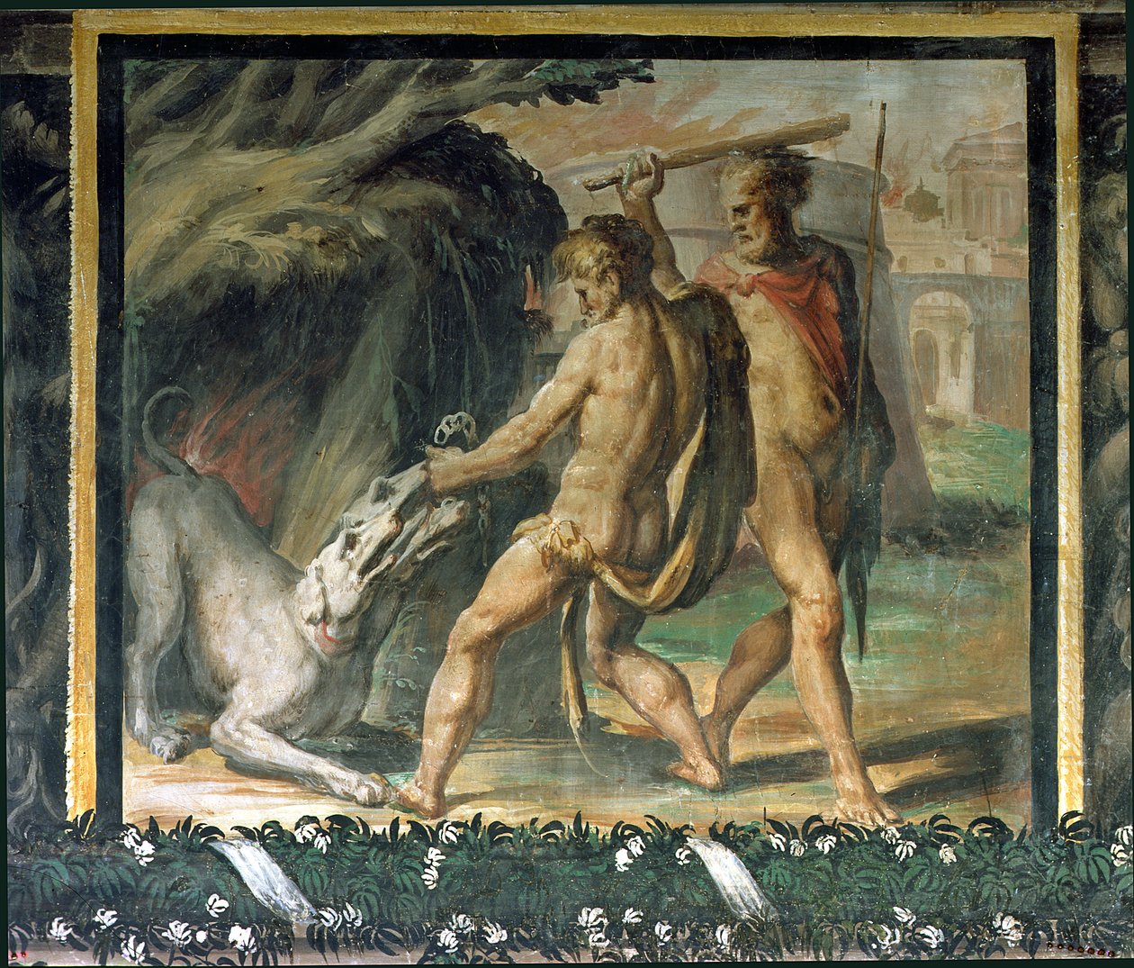 Hércules e Cerberus de Nicolo dell Abate