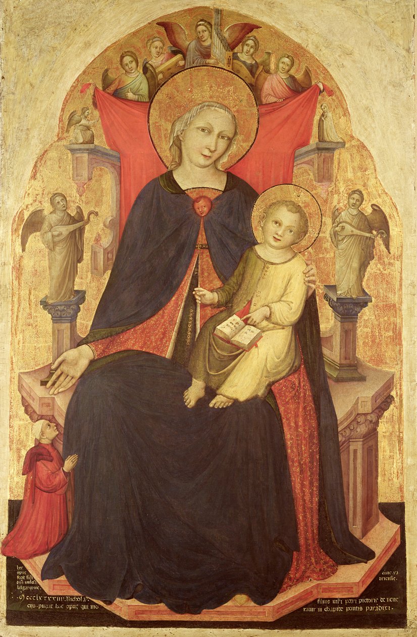 Madonna e criança entronizados com o doador Vulciano Belgarzone di Zara, c.1394 de Nicolò di Pietro