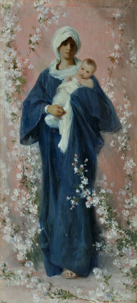 Madona da primavera (óleo sobre tábua) de Nicolo Barabino