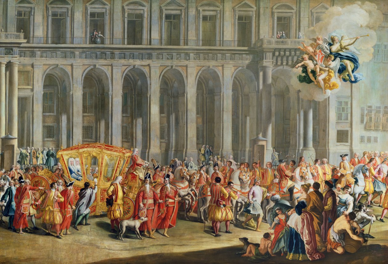 A partida de Alois Thomas von Harrach, vice-rei de Nápoles (1669-1742) do Palazzo Reale di Capodimonte (para detalhes ver 68613) de Nicolo Maria Russo or Rossi