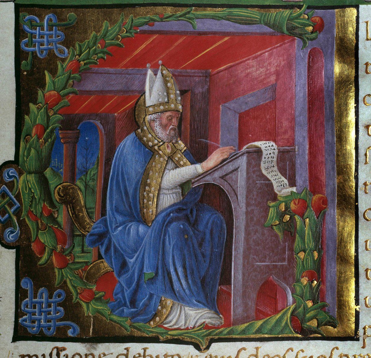 Santo Agostinho Escrita Miniatura de Nicolo Polani extraída de “” De civitate dei” (A Cidade de Deus) de Santo Agostinho de Hipona (354-430). 1459. Paris, Bibliothèque Sainte Genevieve de Nicolo Polani