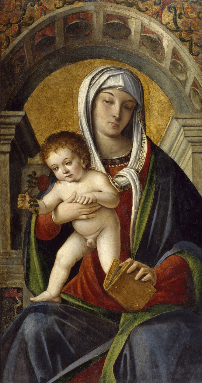 Painel de Tríptico com Madonna e Criança, 1490-1500 de Nicolo Rondinelli