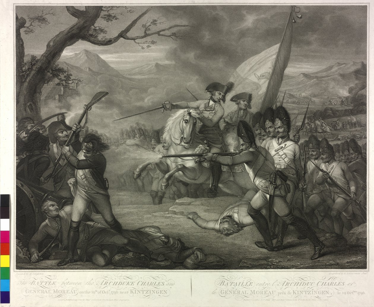 Em 19.10.1796, o arquiduque Carlos na batalha de Emmendingen de Nicolo Schiavonetti