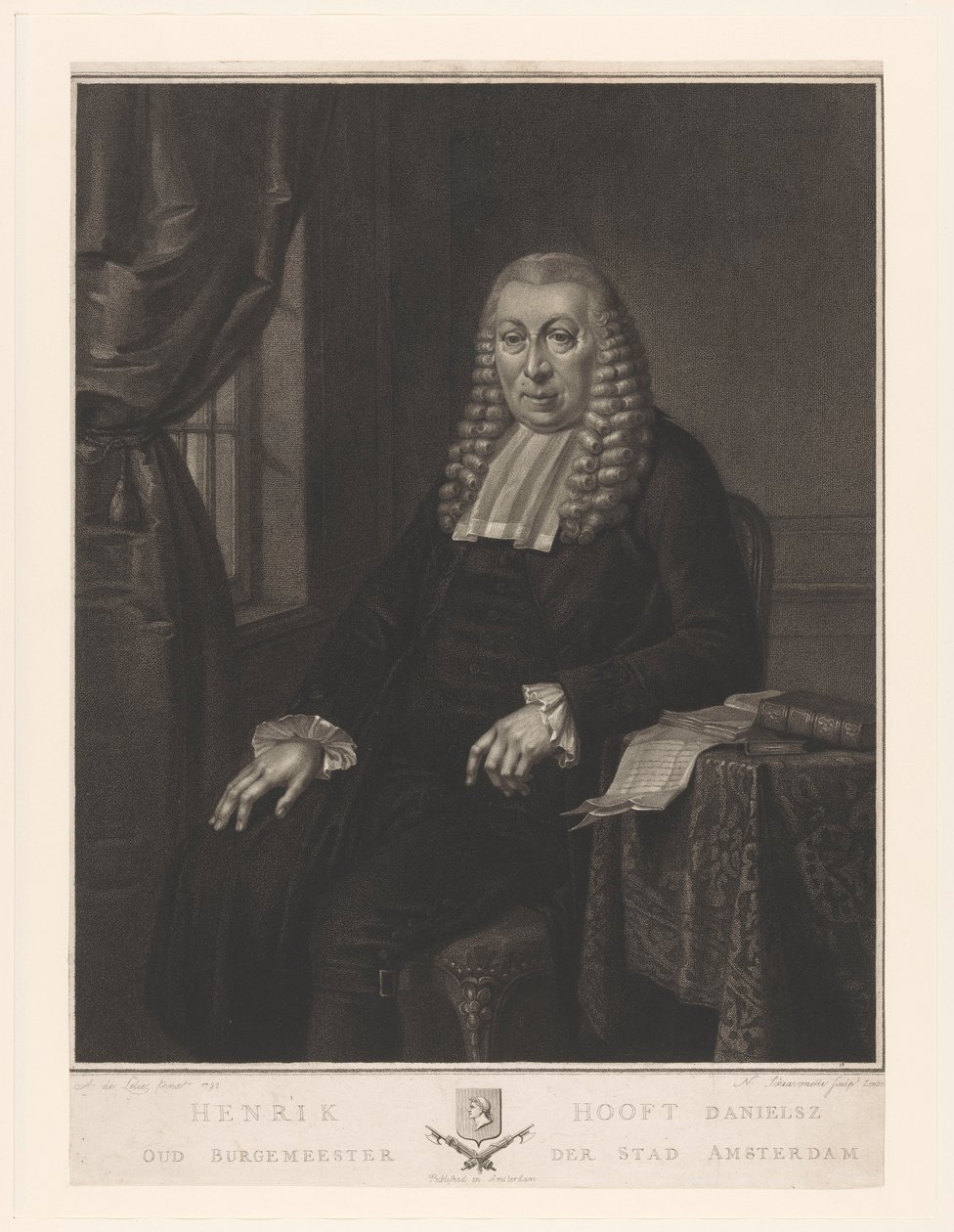 Retrato de Hendrik Danielsz. Hooft, presidente da câmara de Amesterdão de Nicolo Schiavonetti