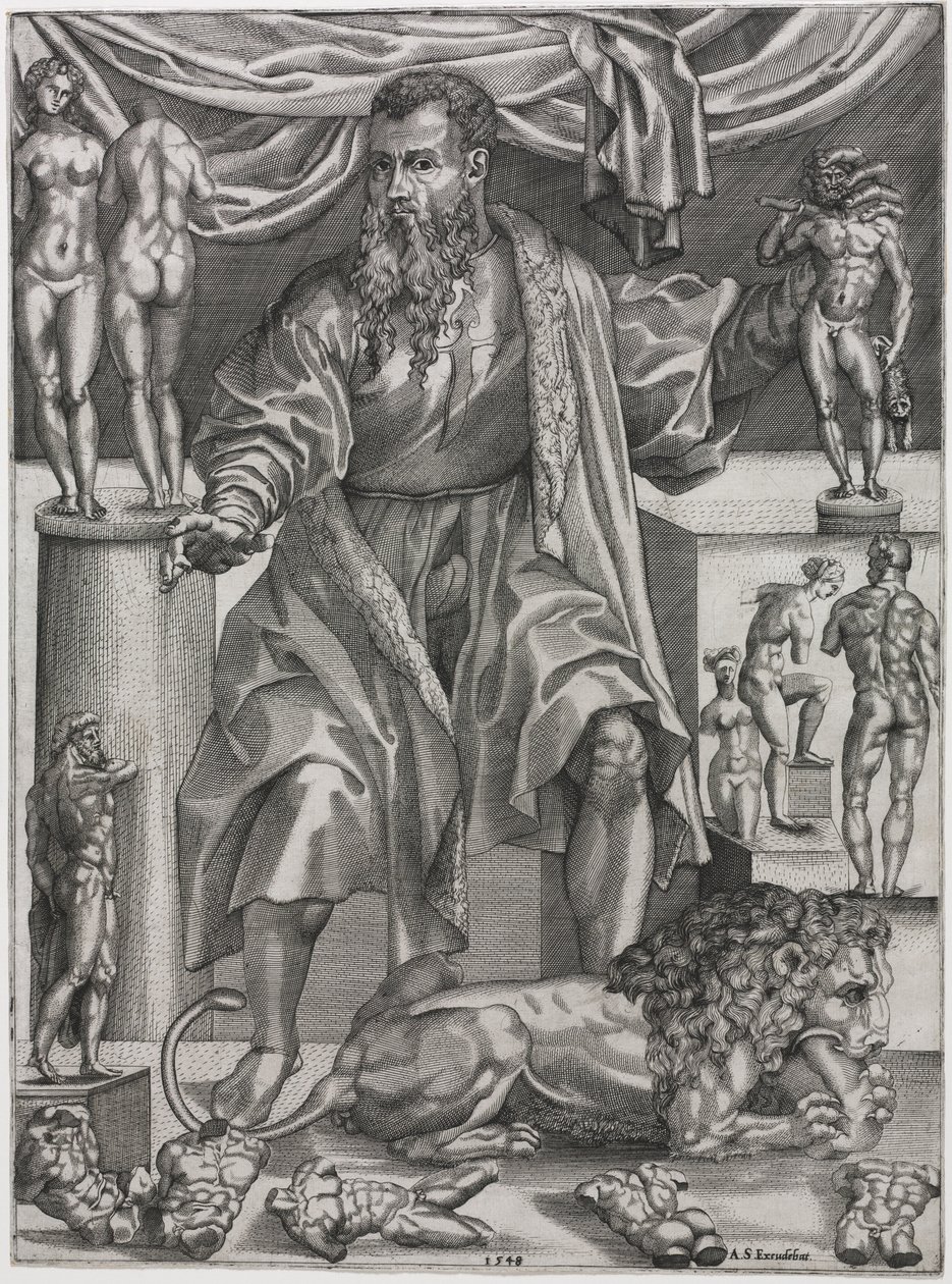 Retrato de Baccio Bandinelli com Leão de Nicolo della Casa