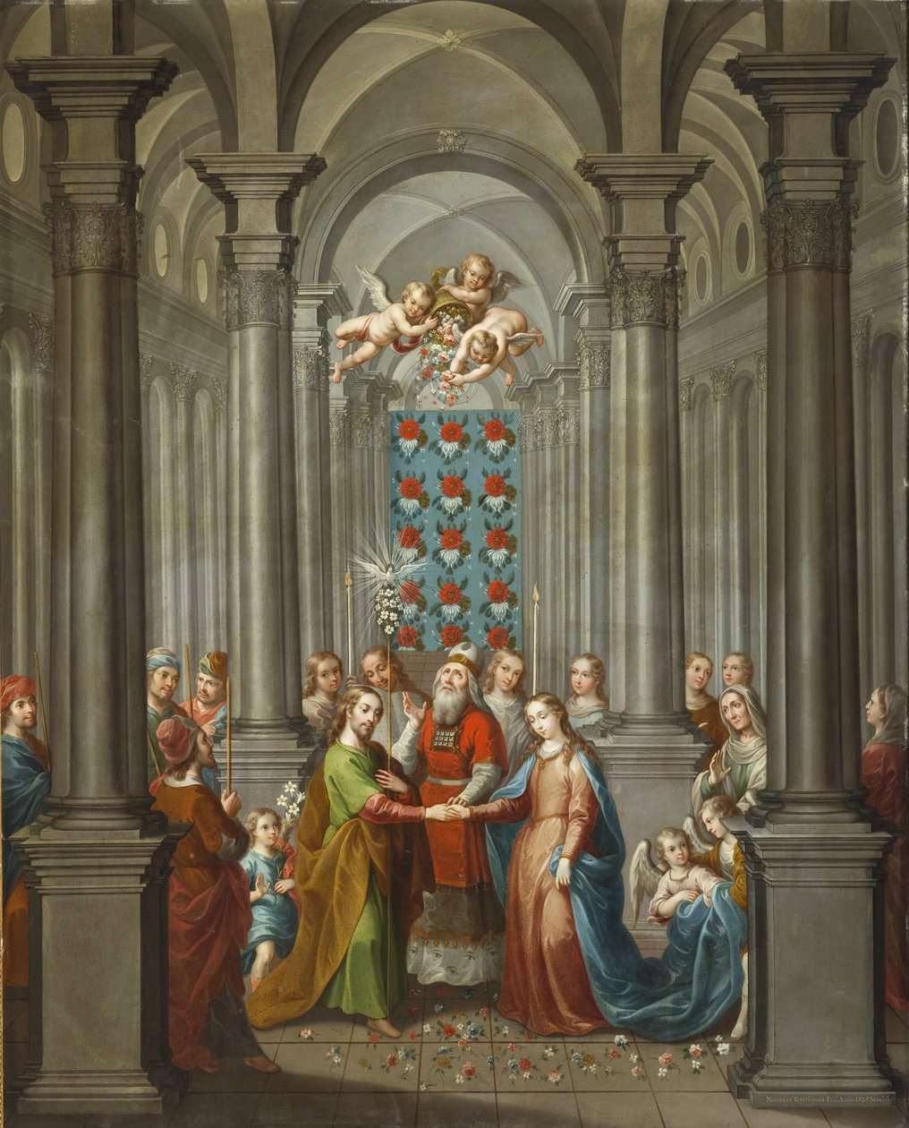 O Casamento da Virgem (Desposorios de la Virgen), 1745 (óleo sobre cobre) de Nicolás Enríquez